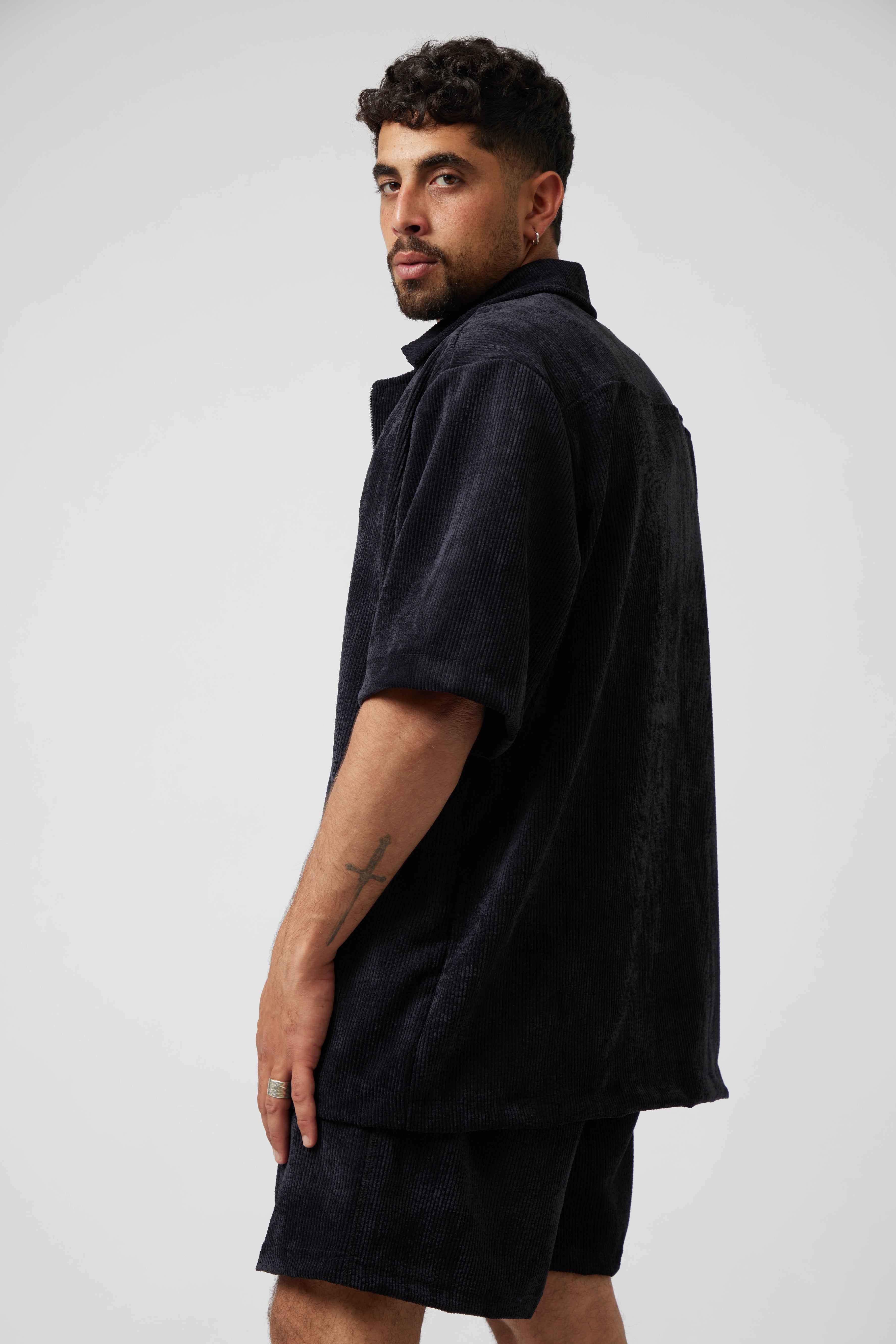 Italian Corduroy Zip Shirt