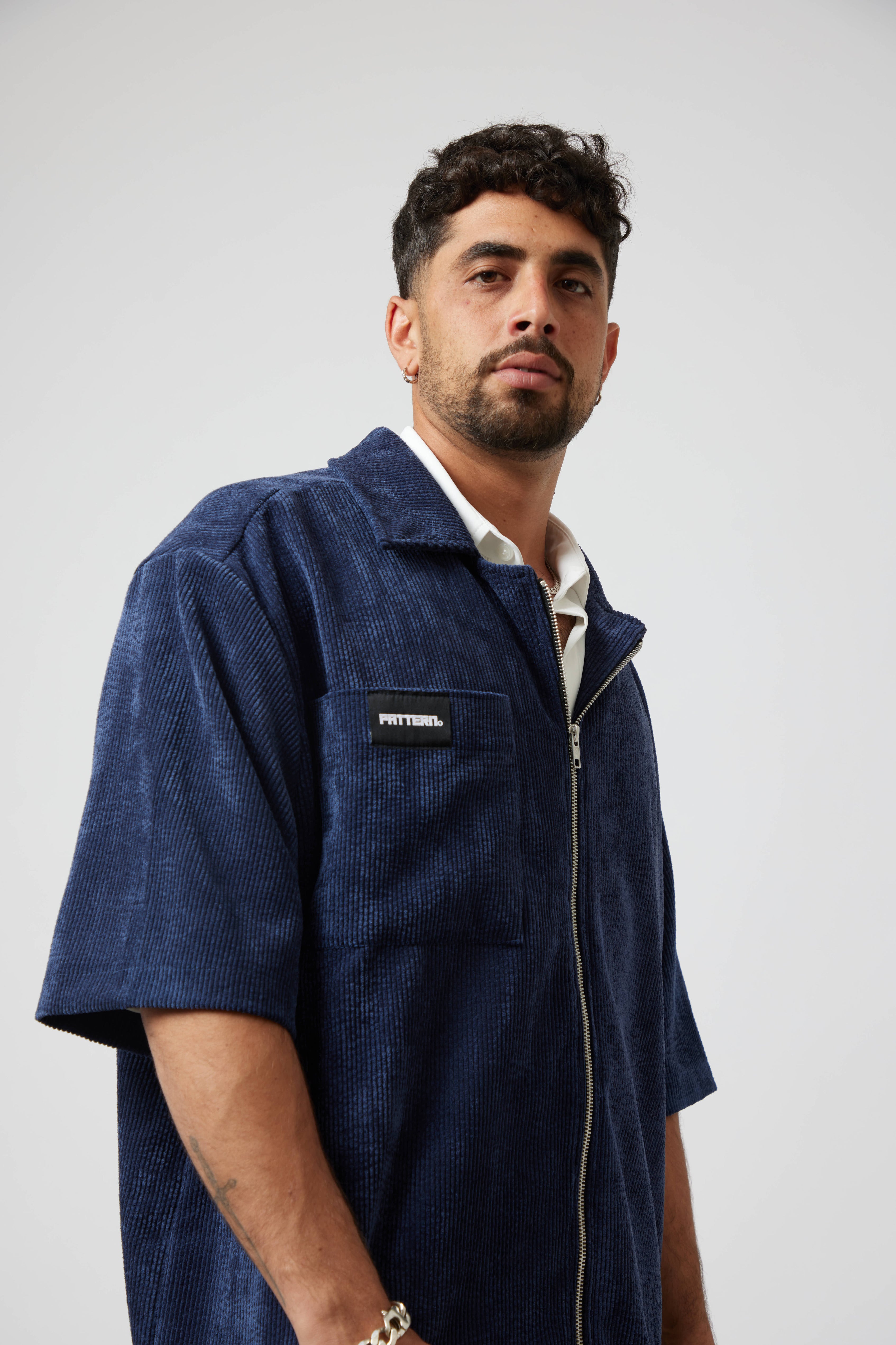 Italian Corduroy Zip Shirt