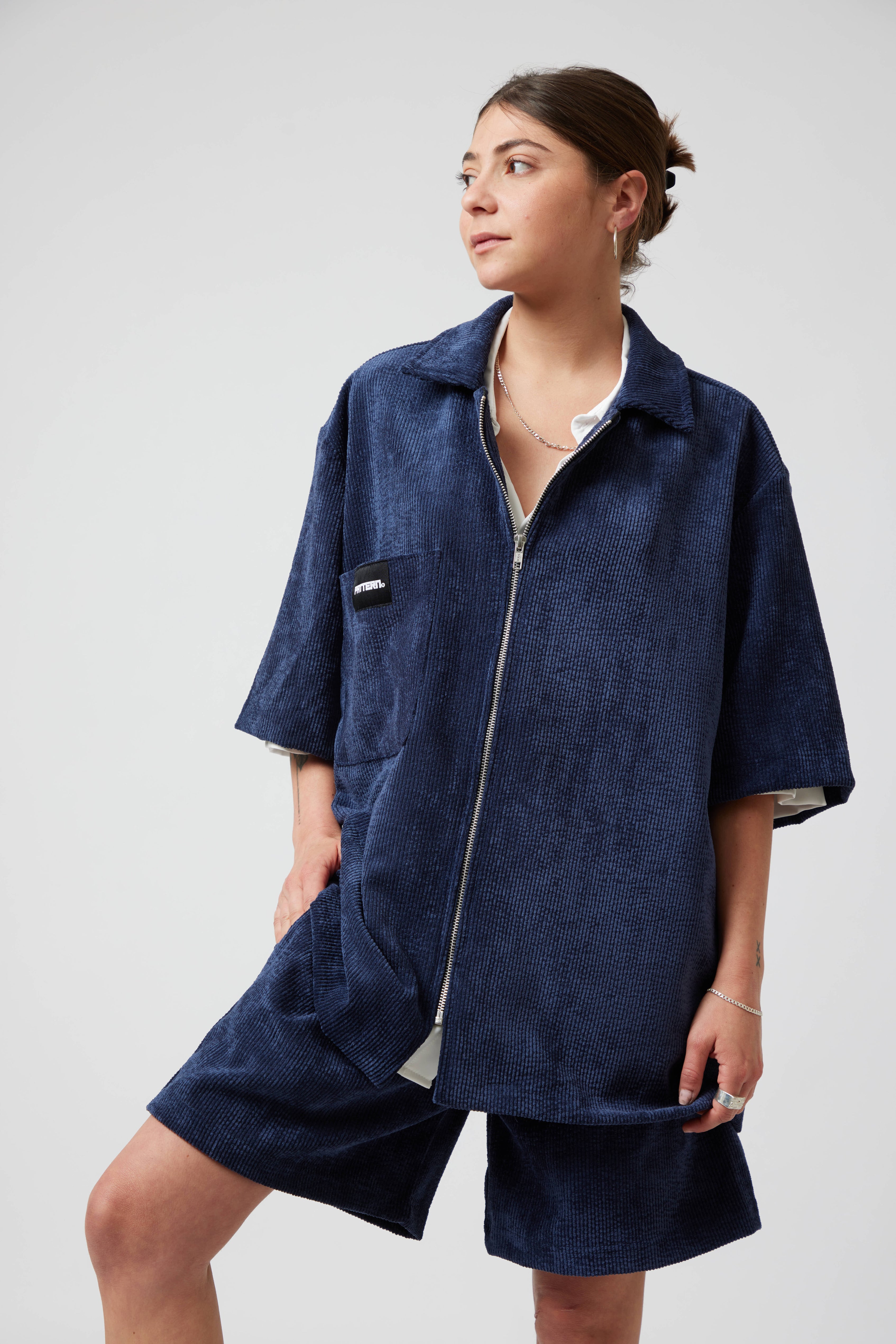 Italian Corduroy Zip Shirt