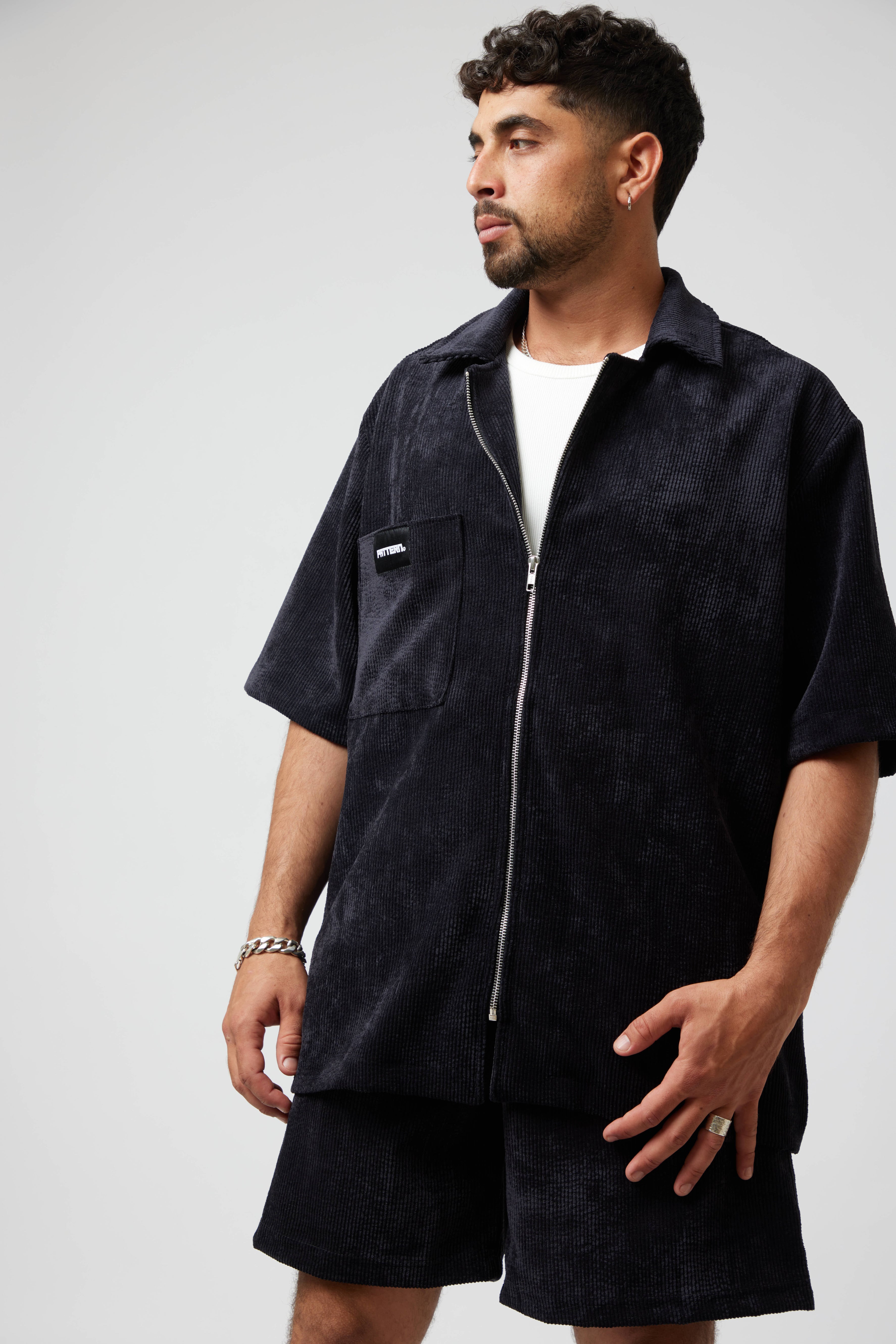 Italian Corduroy Zip Shirt