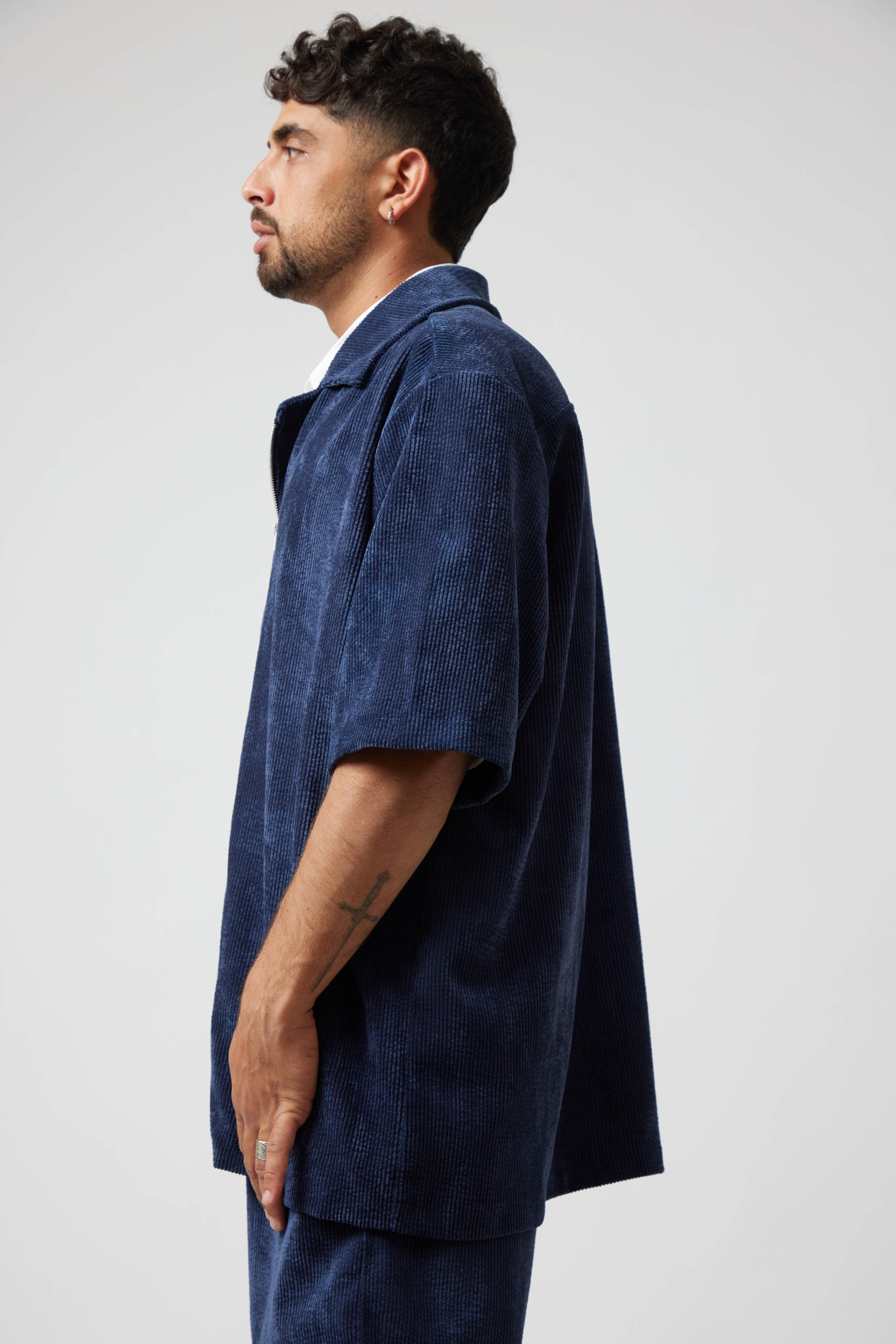 Italian Corduroy Zip Shirt