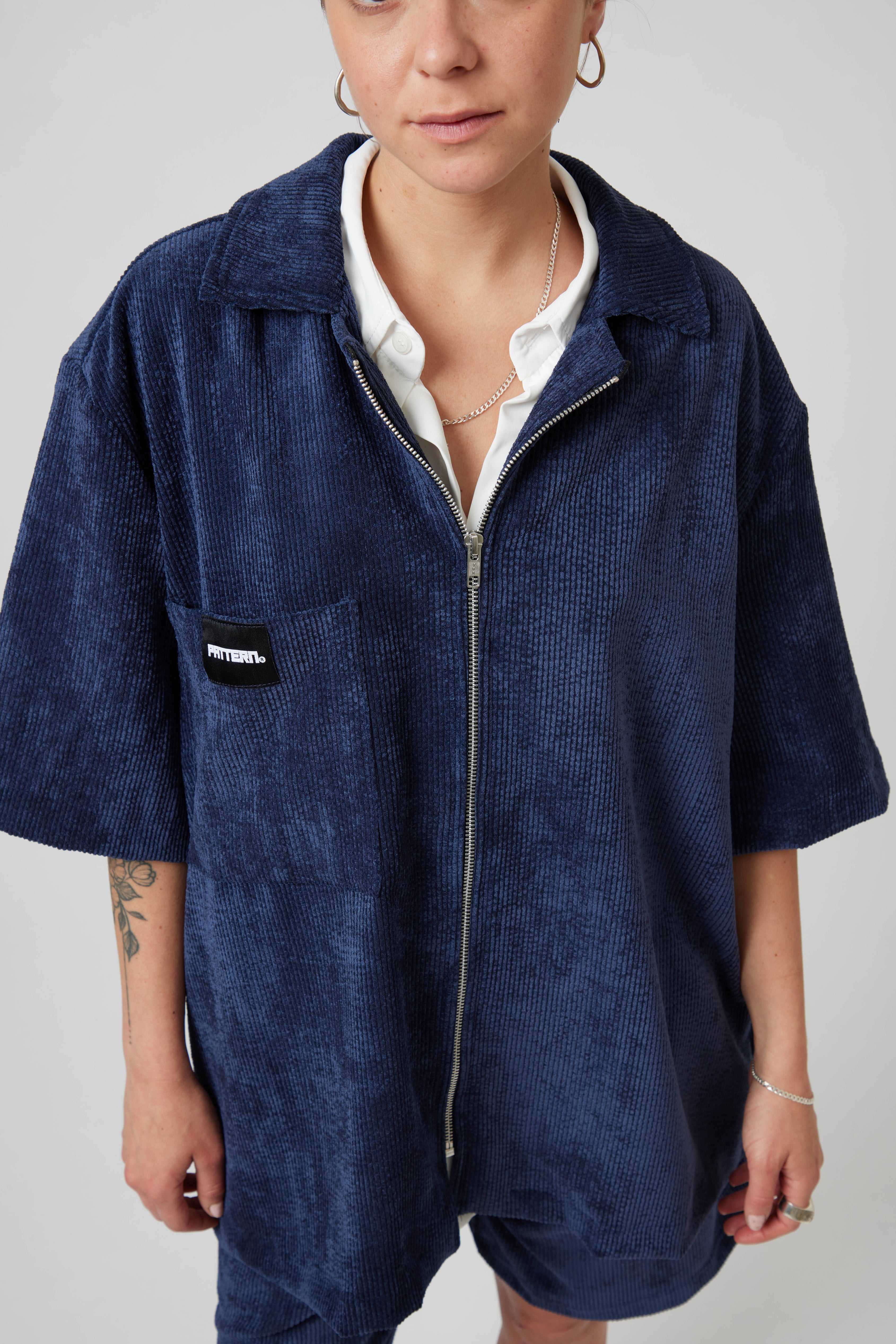 Italian Corduroy Zip Shirt