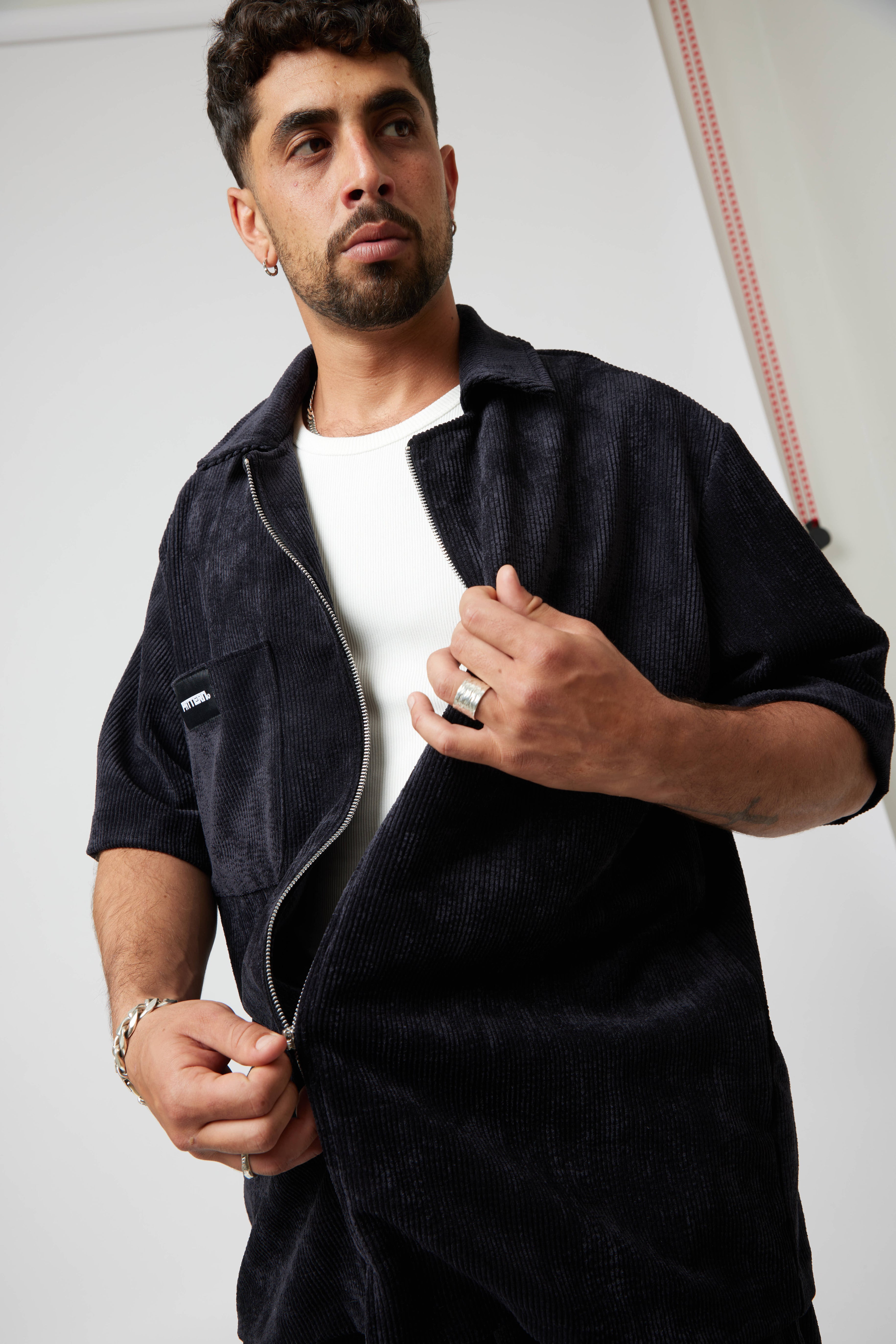 Italian Corduroy Zip Shirt