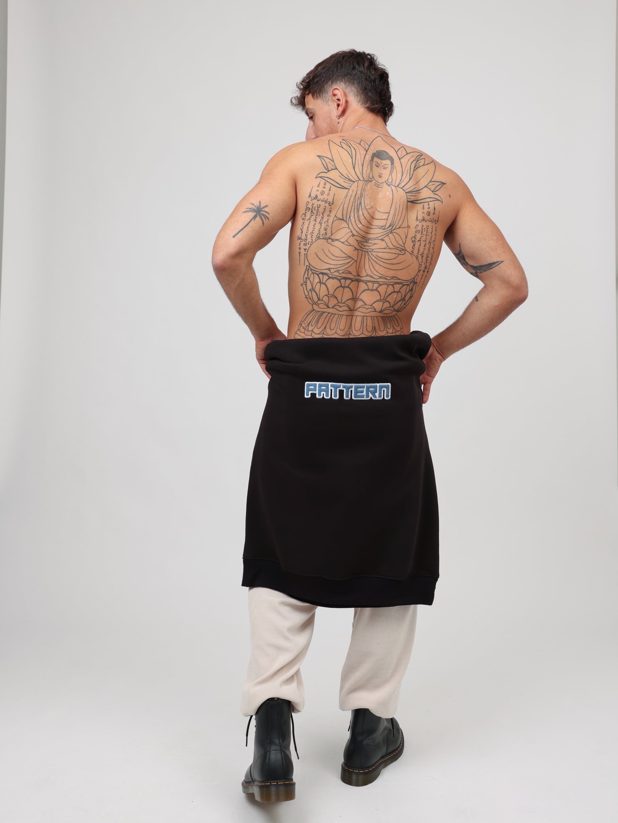 Embroidered Denim Logo Hoodie