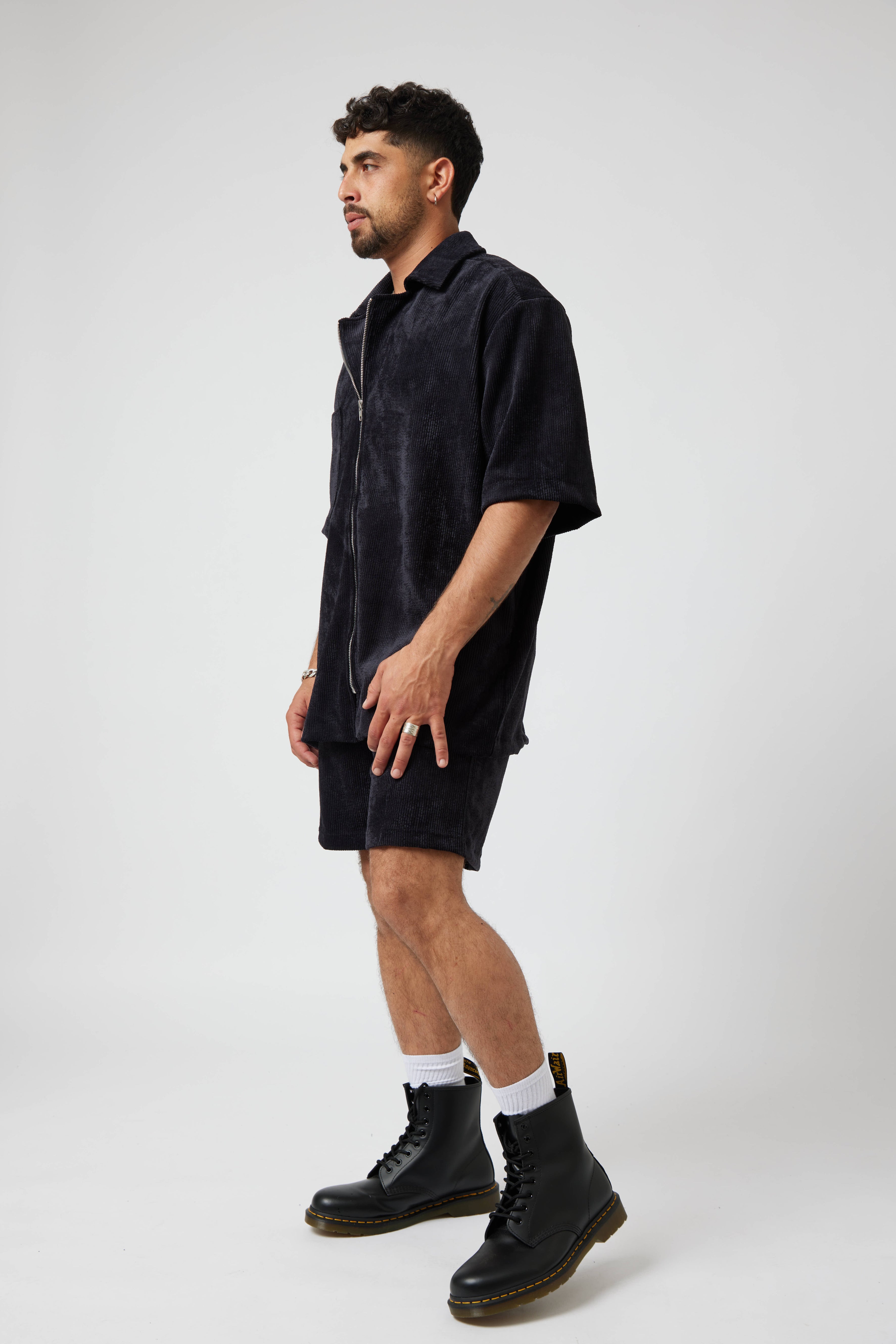 Italian Corduroy Zip Shirt