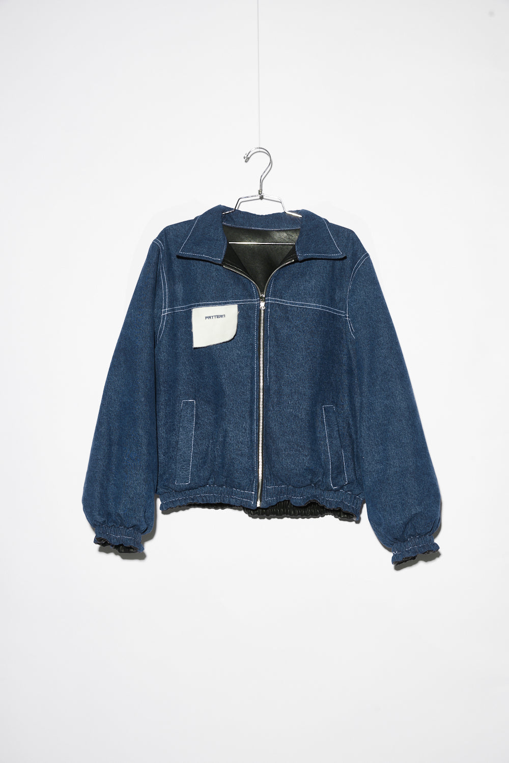 INSIDE-OUT VEGAN LEATHER & DENIM BOMBER
