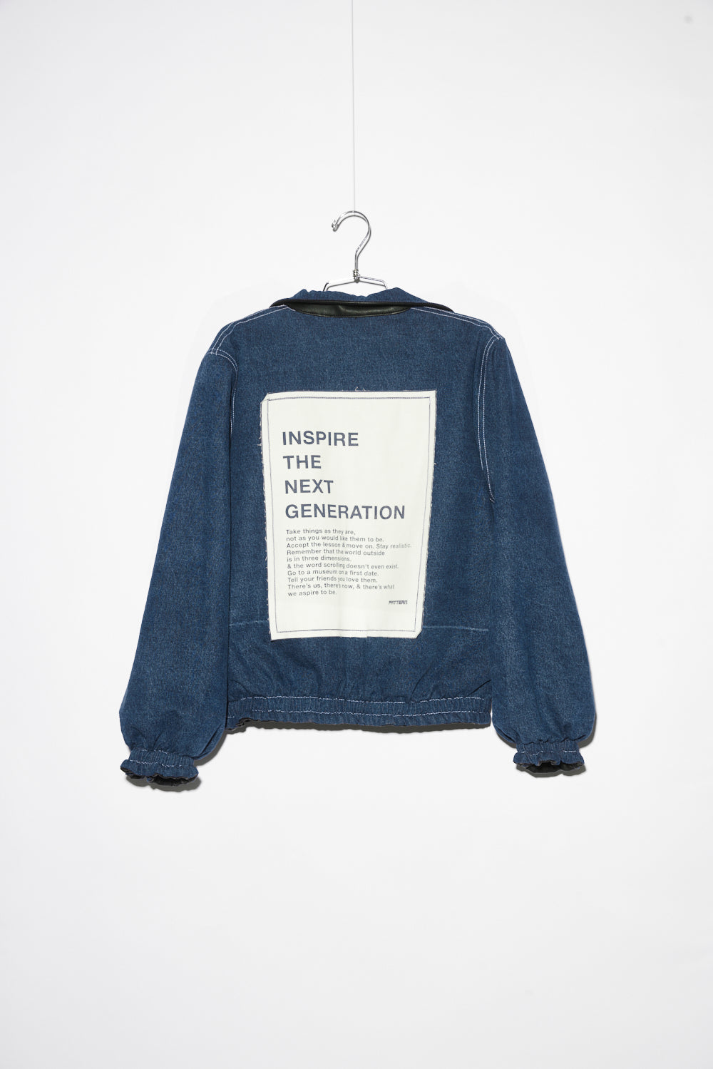 INSIDE-OUT VEGAN LEATHER & DENIM BOMBER