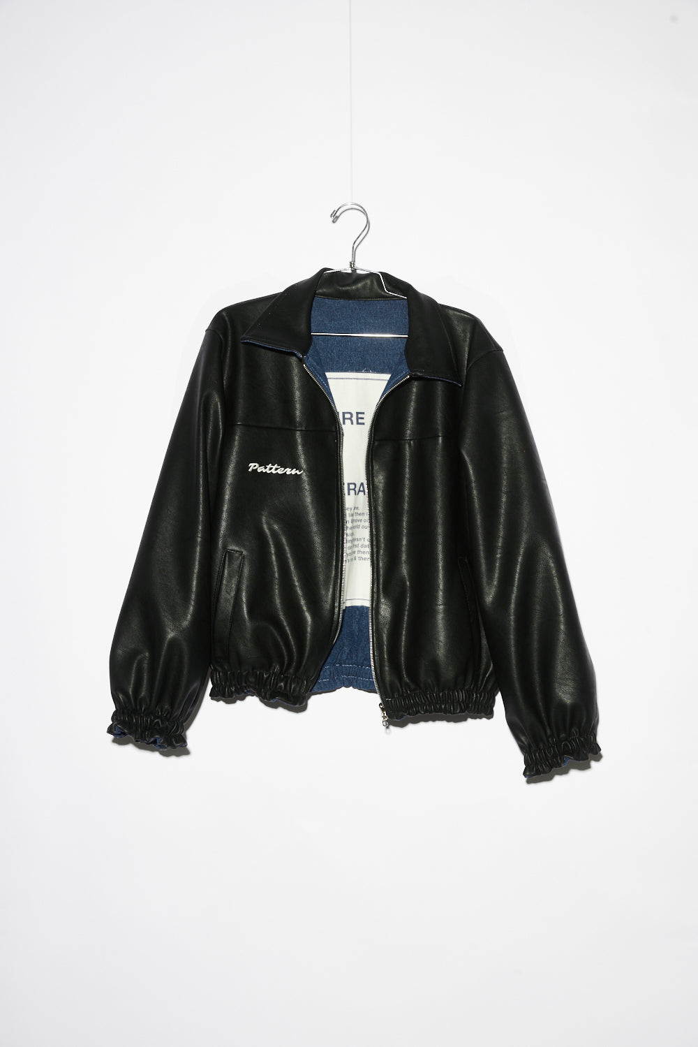 INSIDE-OUT VEGAN LEATHER & DENIM BOMBER