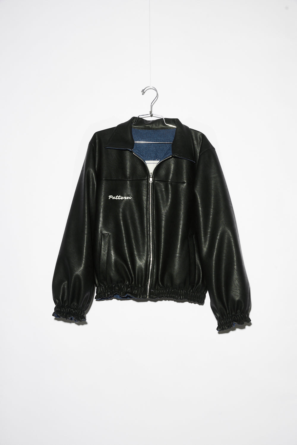 INSIDE-OUT VEGAN LEATHER & DENIM BOMBER